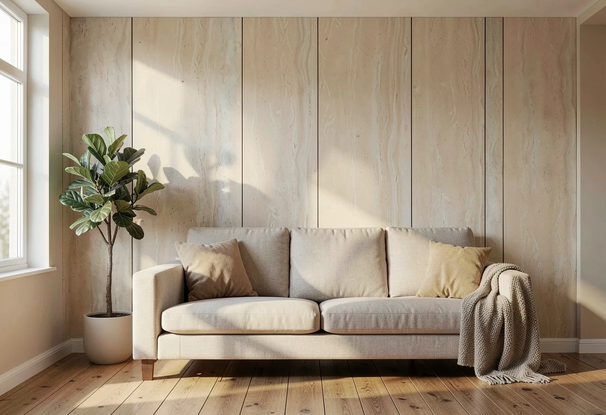 Греческий травертин FOMI-GREECE-TRAVERTINE-ANNA-WHITE в интерьере