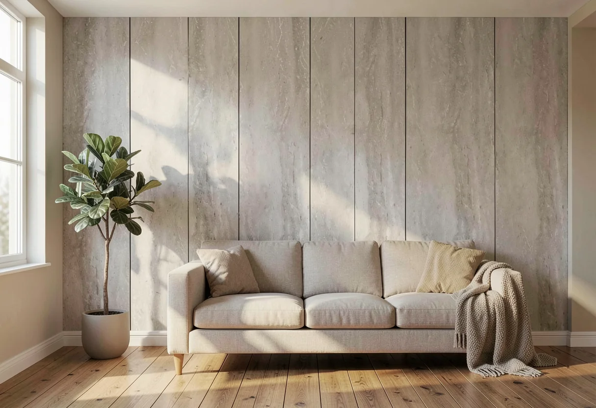 Коралловый травертин FOMI-CORAL-TRAVERTINE-STELLAR-GREY в интерьере