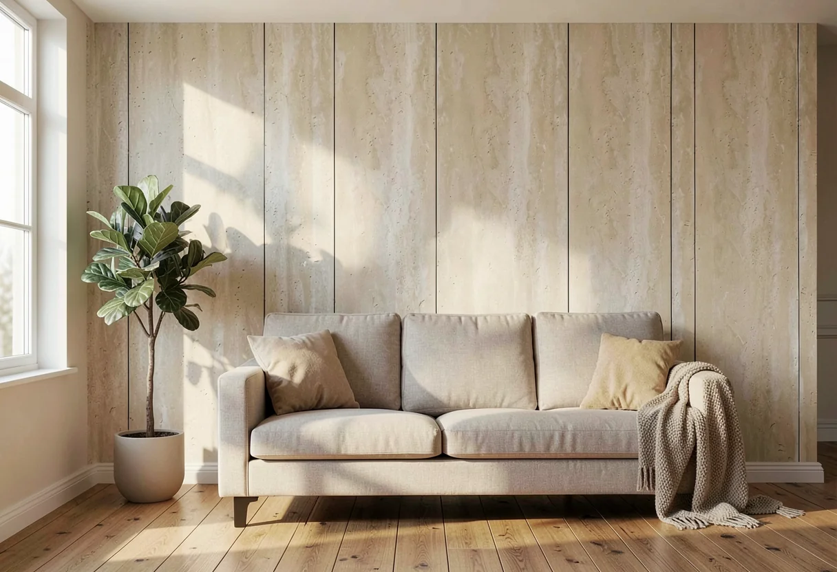 Римский травертин FOMI-ROME-TRAVERTINE-CLOUD-YELLOW в интерьере