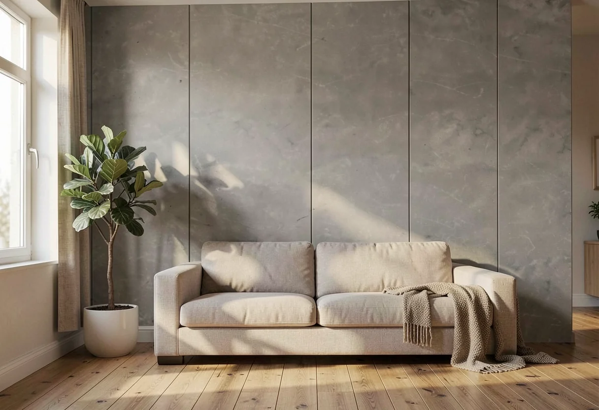 Шлифованный бетон FOMI-POLISH-CONCRETE-WALL-DARK-BROWN в интерьере