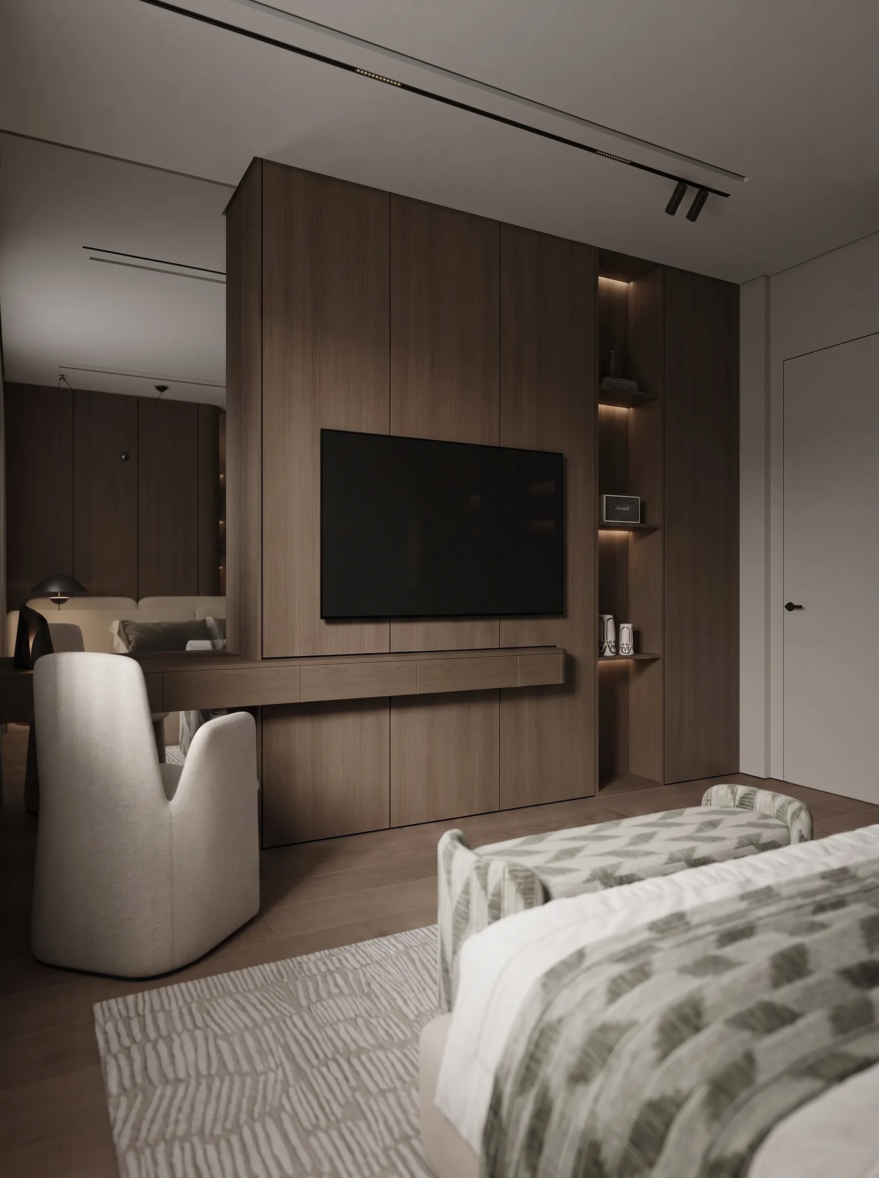 Стеновые панели WPC бамбук, Деревянная серия, DP612 — Спальня · стена напротив кровати