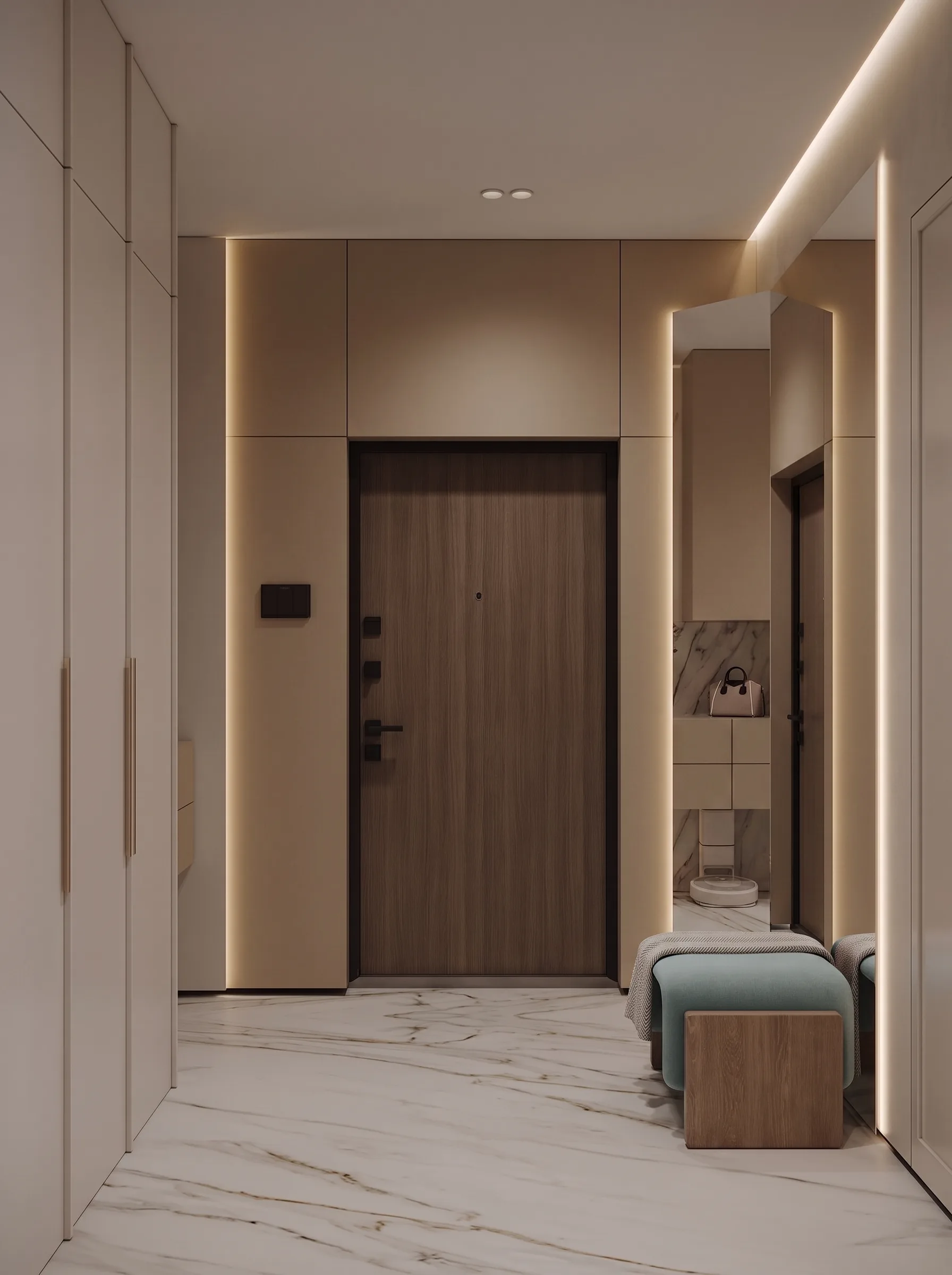 Стеновые панели WPC бамбук, Однотонная серия, DP88 — Прихожая · входная зона